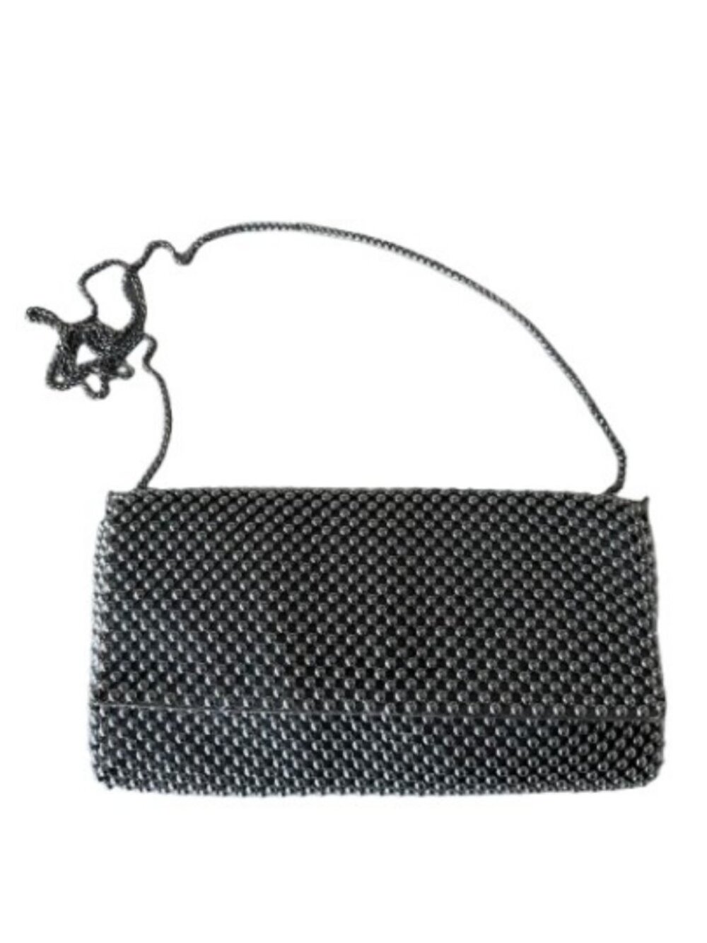 Nina Ricci metal beaded mesh convertible clutch/crossbody bag silver women's